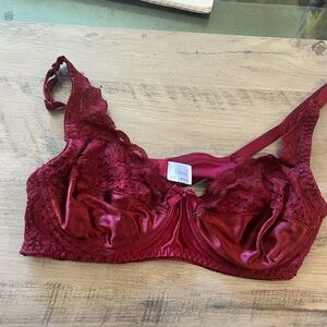 Jalbonne Lace & Satin Underwire Bra - Burgundy
